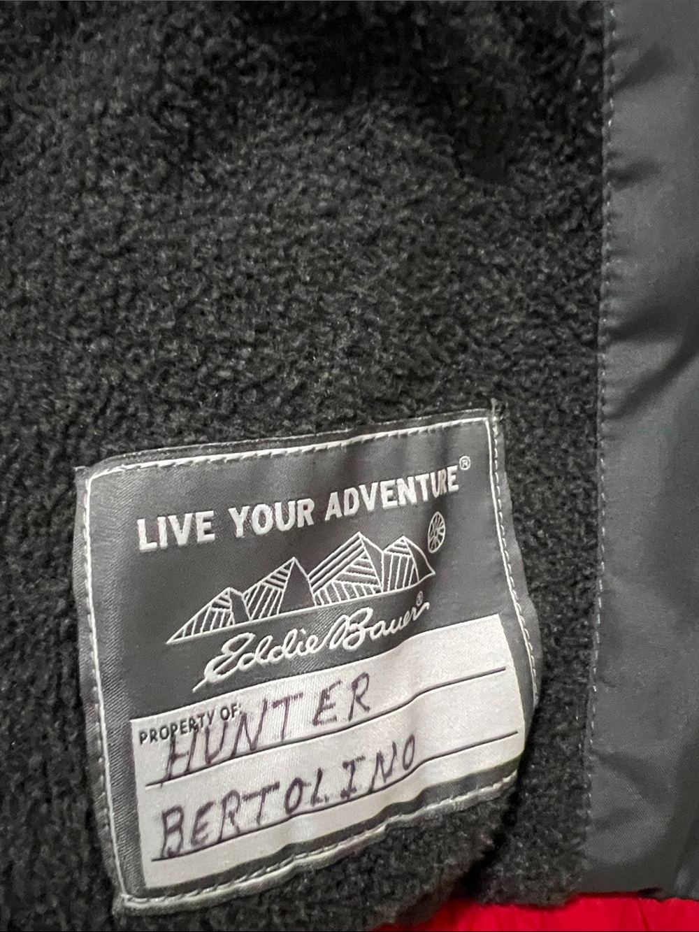 Eddie Bauer Kids' Hooded Fleece-Lined Jacket - Red & Gray - Picture 3 of 4